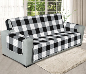 Buffalo Check Oversized Sofa Couch Slipcover in Black White and Gray