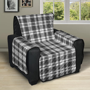 Gray Plaid Recliner Slipcover Protector For Up To 28" Seat Width Chairs