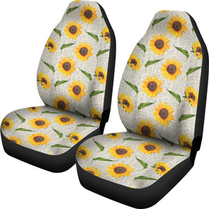 Sunflowers On Natural Burlap Style Background Car Seat Covers