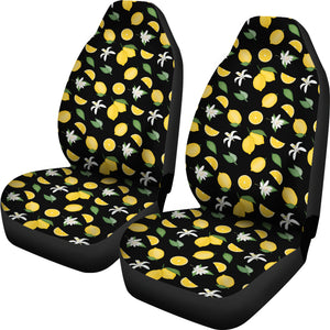 Black With Lemon Pattern Car Seat Covers Set  of 2