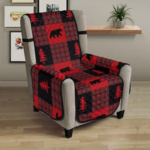 Load image into Gallery viewer, Bear Pattern In Red, Black and White Tartan Furniture Slipcovers
