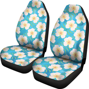 Blue Water With Plumeria Hawaiian Flower Pattern Island Car Seat Covers