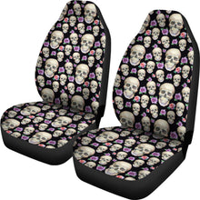 Load image into Gallery viewer, Black With Skulls and Roses Car Seat Covers
