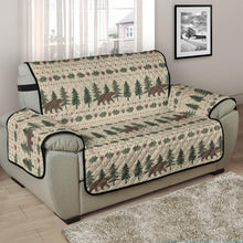 Load image into Gallery viewer, Tan With Bears, Pine Trees and Acorns Furniture Slipcover Protectors Rustic Pattern
