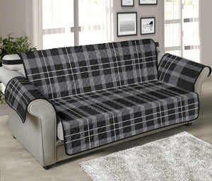 Gray, Black and White Plaid Tartan Pattern Sofa Slipcover For Up To 70" Seat Width Couches