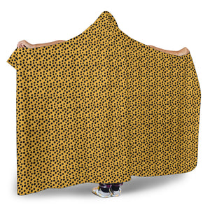 Yellow Cheetah Print Hooded Blanket With Sherpa Lining Animal Skin
