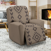 Load image into Gallery viewer, Light Brown With dark Brown Ethnic Pattern Recliner Stretch Slipcover With Elastic Edge Fits Up To 40&quot; Chairs
