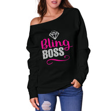 Load image into Gallery viewer, Bling Boss Off Shoulder Sweater
