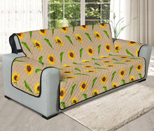 Load image into Gallery viewer, Tan With Rustic Sunflower Pattern 78&quot; Seat Width Sofa Protector Couch Slip Cover
