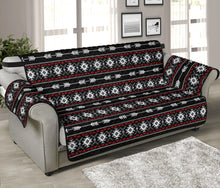Load image into Gallery viewer, Black, Red, Gray and White Southwestern Tribal Pattern Furniture Slipcovers
