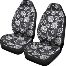 Load image into Gallery viewer, Dark Gray and White Baroque Flower Car Seat Covers
