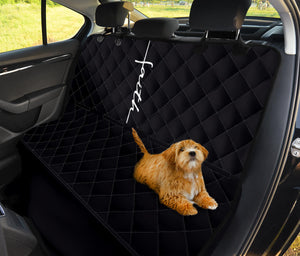Black Bench Seat Protector For Pets With Faith Word Cross In White