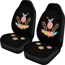 Load image into Gallery viewer, Colorful Folk Art Car Seat Covers Black Background
