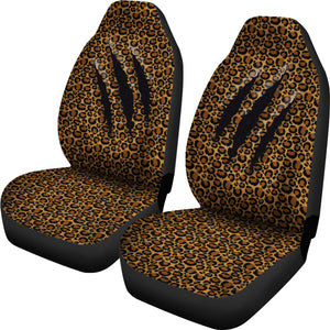 Scratched Leopard Print Car Seat Covers Set Claw Marks