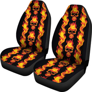 Flaming Skull Car Seat Covers Set