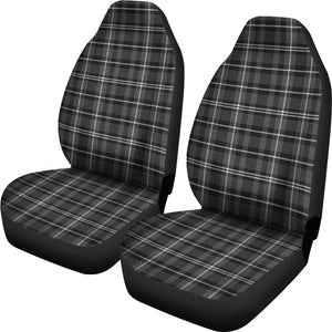 Dark Gray and White Plaid Car Seat Covers Seat Protectors Set