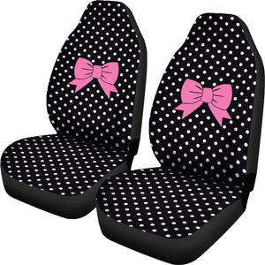 Black and White Polkadots With Pink Bows Car Seat Covers