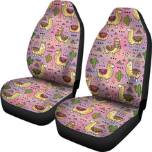 Load image into Gallery viewer, Pink Llama and Cactus Car Seat Covers Boho Seat Protectors
