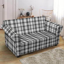 Load image into Gallery viewer, Gray and White Plaid Tartan Pattern Stretch Loveseat Slipcover
