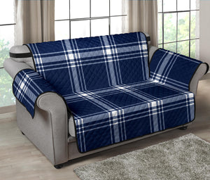 Navy Blue and White Plaid Tartan Furniture Slipcovers
