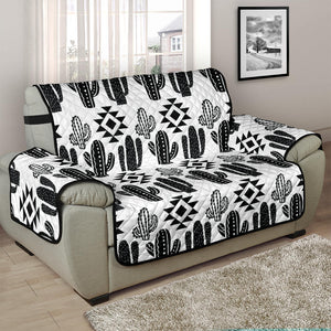 Black and White Boho Cactus Pattern Chair and Half