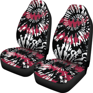 Red White Black Tie Dye Abstract Car Seat Covers