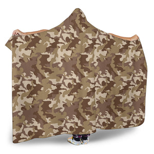 Camo Hooded Blanket Brown and Tan Camouflage With Sherpa Lining