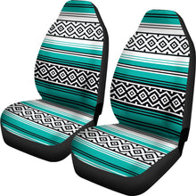 Load image into Gallery viewer, Turquoise Mexican Serape Inspired Pattern Car Seat Covers Turquoise, Black, White
