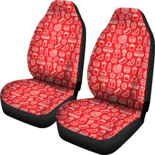 Load image into Gallery viewer, Delivery Driver Car Seat Covers Set in Red and White Food Pattern
