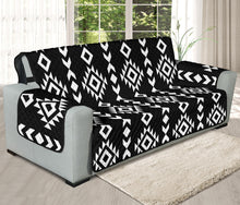 Load image into Gallery viewer, Black and White Ethnic Tribal Pattern 78&quot; Oversized Sofa Protector Couch Slipcover
