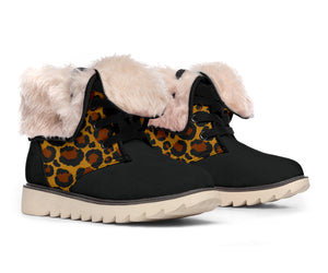 Leopard Print Snow Boots With Faux Fur Lining