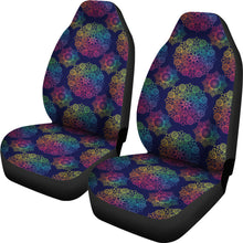 Load image into Gallery viewer, Dark Blue With Bright Rainbow Mandala Pattern Car Seat Covers Set
