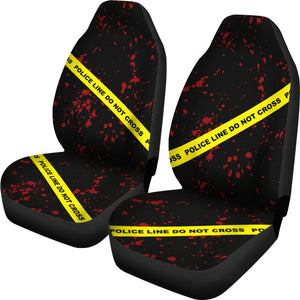 Police Line Crime Scene Tape Blood Spatter Car Seat Covers Set