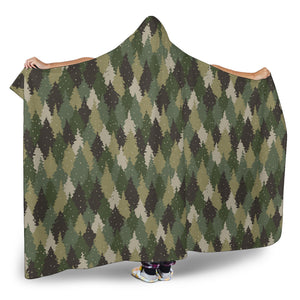 Pine Tree Camouflage Pattern Warm Winter Hooded Blanket