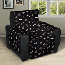 Load image into Gallery viewer, Black With Brown and White Dog Paws, Hearts and Bones Pattern Furniture Slipcover Protectors
