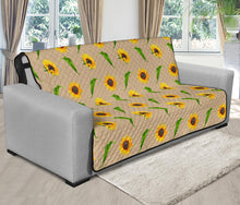 Load image into Gallery viewer, Tan With Rustic Sunflower Pattern 70&quot; Futon Sofa Protector Farmhouse Home Decor
