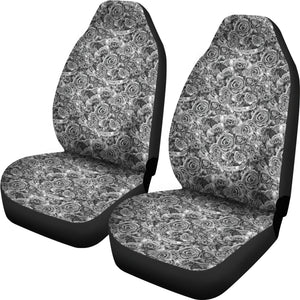 Rose Car Seat Covers Black White Roses Goth Gothic Emo Set Of 2 Front Bucket Seats SUV or Car