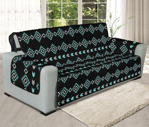 Turquoise, Gray and Black Ethnic Boho Pattern Furniture Slipcovers