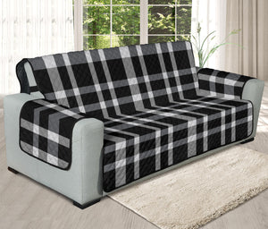 Black, White and Gray Plaid Twill Oversized Sofa For Up To 78" Seat Width Couches