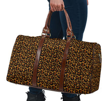 Load image into Gallery viewer, Leopard Print Travel Bag Duffel With Faux Leather Brown Handles
