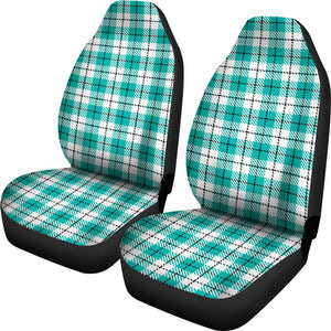 Teal, White and Black Plaid Car Seat Covers Set