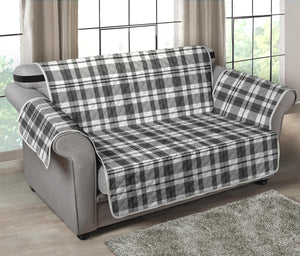 Gray and White Plaid Loveseat Sofa Protector Slipcover Fits Up To 54" Seat Width Couches