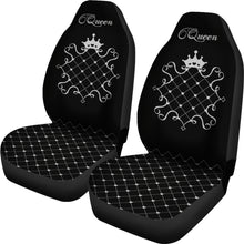 Load image into Gallery viewer, Queen Tufted Black and Silver Car Seat Covers Set
