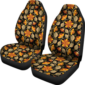 Black With Vintage Flower Pattern Car Seat Covers Set
