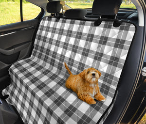 Gray and White Plaid Dog Hammock Back Seat Protector For Pets