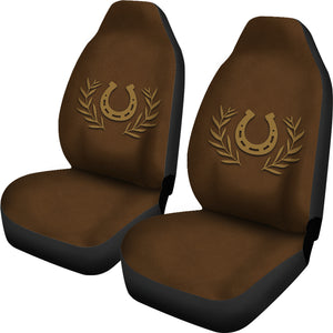 Brown Faux Suede Car Seat Covers With Horseshoe Design Seat Protectors