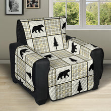 Load image into Gallery viewer, Yellow, Gray and Black, Bear and Plaid Pattern Recliner Slipcover Protector
