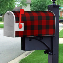 Load image into Gallery viewer, Red and Black Buffalo Plaid Magnetic Mailbox Cover
