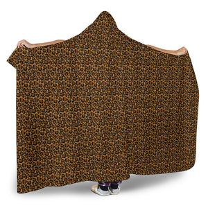 Leopard Print Hooded Blanket With Tan Sherpa Lining