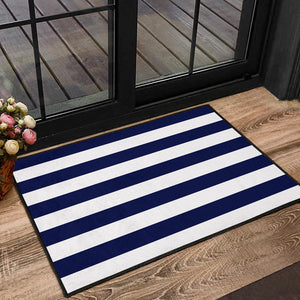 Navy and White Striped Doormat Welcome Mat Lake House DÃ©cor